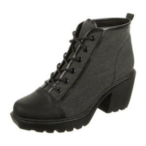 OPENING CEREMONY Women Grey Round Toes Ankle Combat Lace up Platform Boots Sz 40